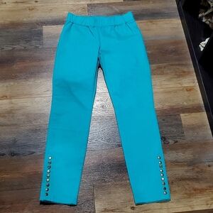 Soft surroundings turquoise pull on ankle snaps pants